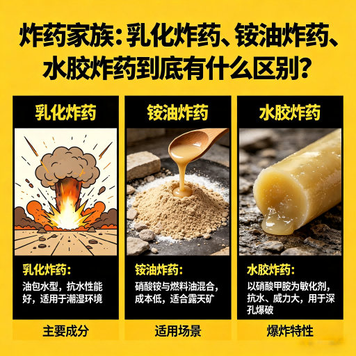 岫岩炸药家族：乳化炸药、铵油炸药、水胶炸药到底有什么区别？